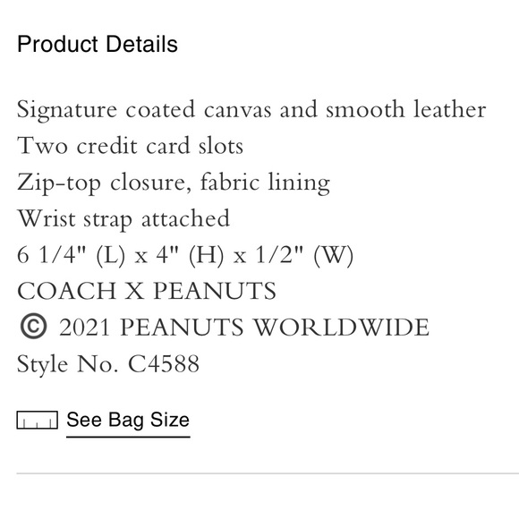 COACH Wristlet PEANUTS Woodstock Signature Coated Canvas and smooth leather NWT - Picture 4 of 4